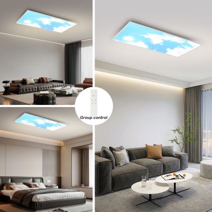 Brilagi - LED Stmívatelné stropní svítidlo SLIMFRAME SKY LED/80W/230V 120x60 cm 3000-6000K stříbrná/modrá + dálkové ovládání