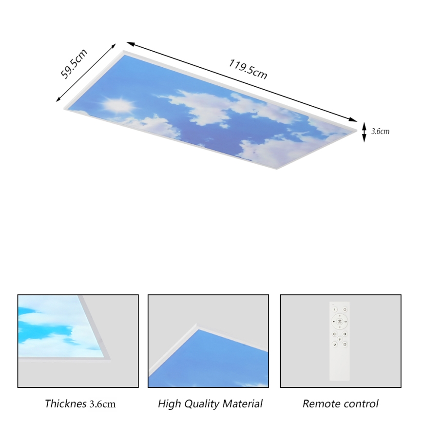 Brilagi - LED Stmívatelné stropní svítidlo SLIMFRAME SKY LED/80W/230V 120x60 cm 3000-6000K stříbrná/modrá + dálkové ovládání