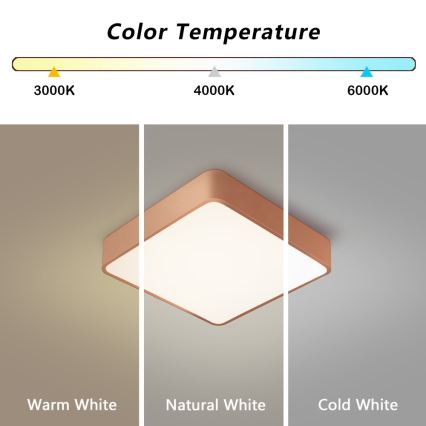 BRILAGI - LED Stmívatelné stropní svítidlo POOL SQUARE LED/36W/230V 3000-6000K 40x40 cm měděná + dálkové ovládání