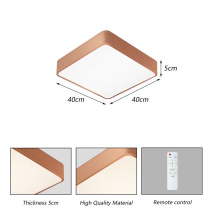 BRILAGI - LED Stmívatelné stropní svítidlo POOL SQUARE LED/36W/230V 3000-6000K 40x40 cm měděná + dálkové ovládání