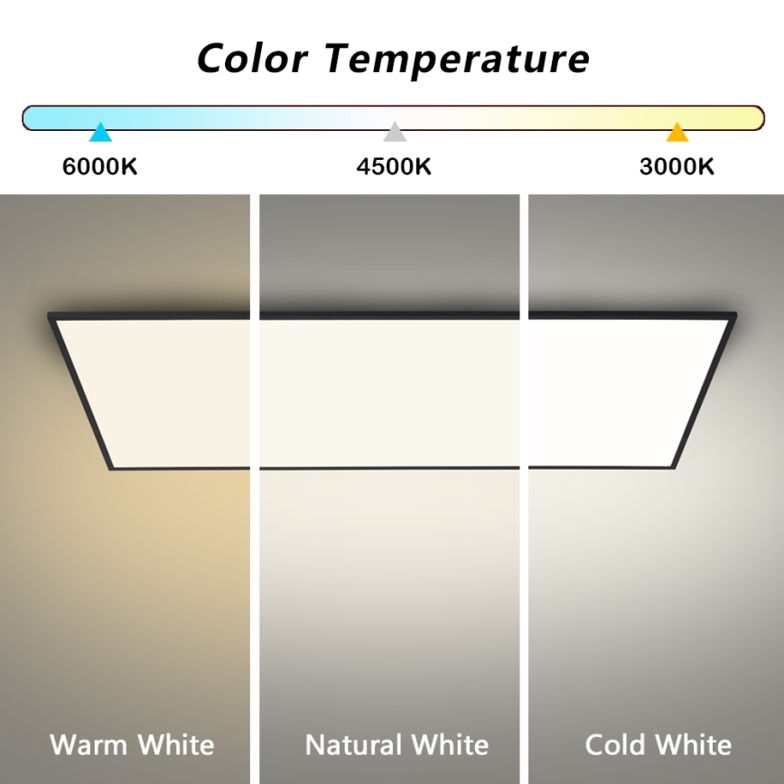 Brilagi - LED Stmívatelné stropní svítidlo SLIMFRAME LED/80W/230V 120x60 cm 3000-6000K černá + dálkové ovládání
