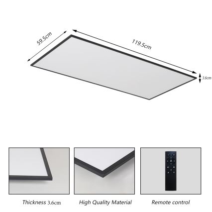 Brilagi - LED Stmívatelné stropní svítidlo SLIMFRAME LED/80W/230V 120x60 cm 3000-6000K černá + dálkové ovládání