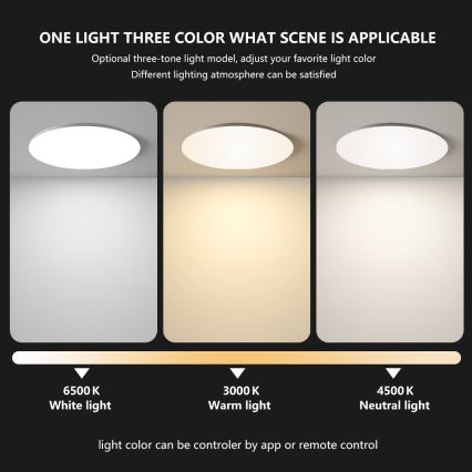 Brilagi - LED Stmívatelné stropní svítidlo SMART LED/24W/230V pr. 38 cm 3000-6000K Wi-Fi Tuya Beacon + dálkové ovládání