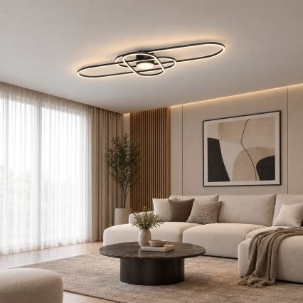 BRILAGI - LED Stmívatelné stropní svítidlo APOLLO LED/58W/230V 3000-6500K 43,2x101,2 cm černá + dálkové ovládání