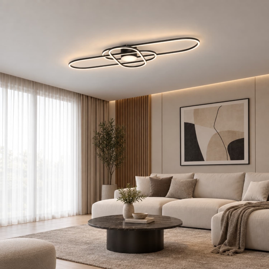 BRILAGI - LED Stmívatelné stropní svítidlo APOLLO LED/58W/230V 3000-6500K 43,2x101,2 cm černá + dálkové ovládání