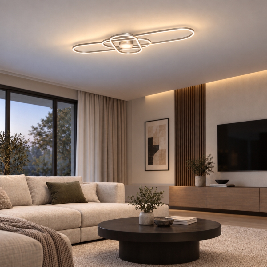 BRILAGI - LED Stmívatelné stropní svítidlo APOLLO LED/58W/230V 3000-6500K 43,2x101,2 cm matný chrom + dálkové ovládání