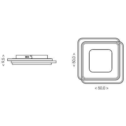 Brilagi - LED Stmívatelné stropní svítidlo FLARE LED/102W/230V 3000-6000K 50x50 cm černá + dálkové ovládání