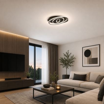 Brilagi - LED Stmívatelné stropní svítidlo IRIS LED/78W/230V 3000-6000K 37x49 cm černá + dálkové ovládání