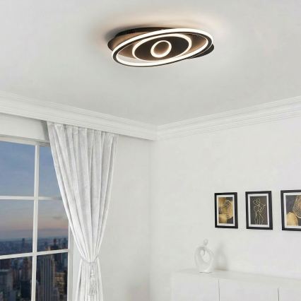 Brilagi - LED Stmívatelné stropní svítidlo IRIS LED/78W/230V 3000-6000K 37x49 cm černá + dálkové ovládání
