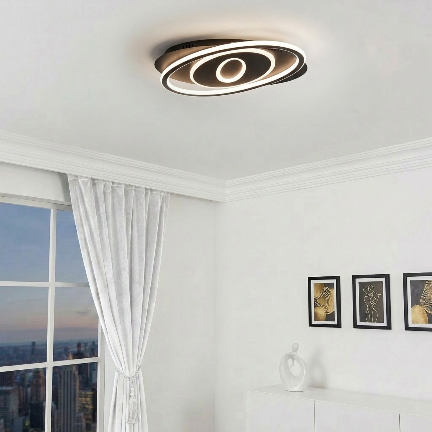 Brilagi - LED Stmívatelné stropní svítidlo IRIS LED/78W/230V 3000-6000K 37x49 cm černá + dálkové ovládání