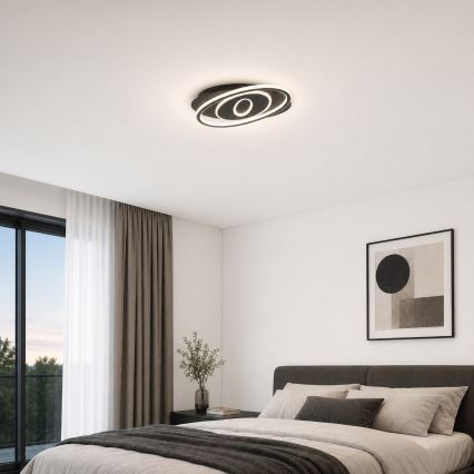 Brilagi - LED Stmívatelné stropní svítidlo IRIS LED/78W/230V 3000-6000K 37x49 cm černá + dálkové ovládání
