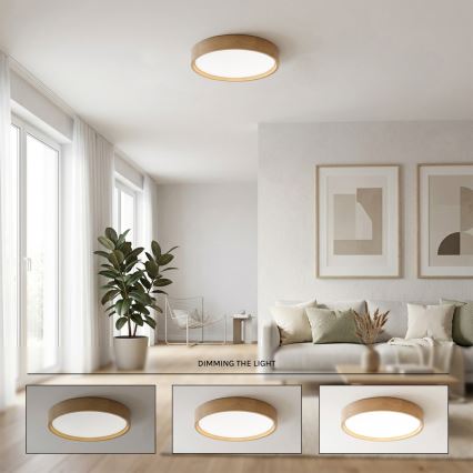 Brilagi - LED Stmívatelné stropní svítidlo MANAROLA REMOTE LED/24W/230V 3000-6500K pr. 41 cm dub + dálkové ovládání
