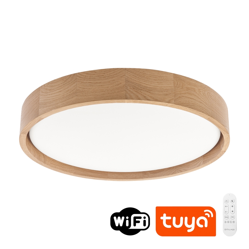 Brilagi - LED Stmívatelné stropní svítidlo MANAROLA SMART LED/24W/230V 3000-6000K Wi-Fi Tuya Beacon pr. 41 cm dub + dálkové ovládání