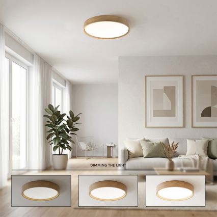 Brilagi - LED Stmívatelné stropní svítidlo MANAROLA SMART LED/36W/230V 3000-6000K Wi-Fi Tuya Beacon pr. 51 cm dub + dálkové ovládání
