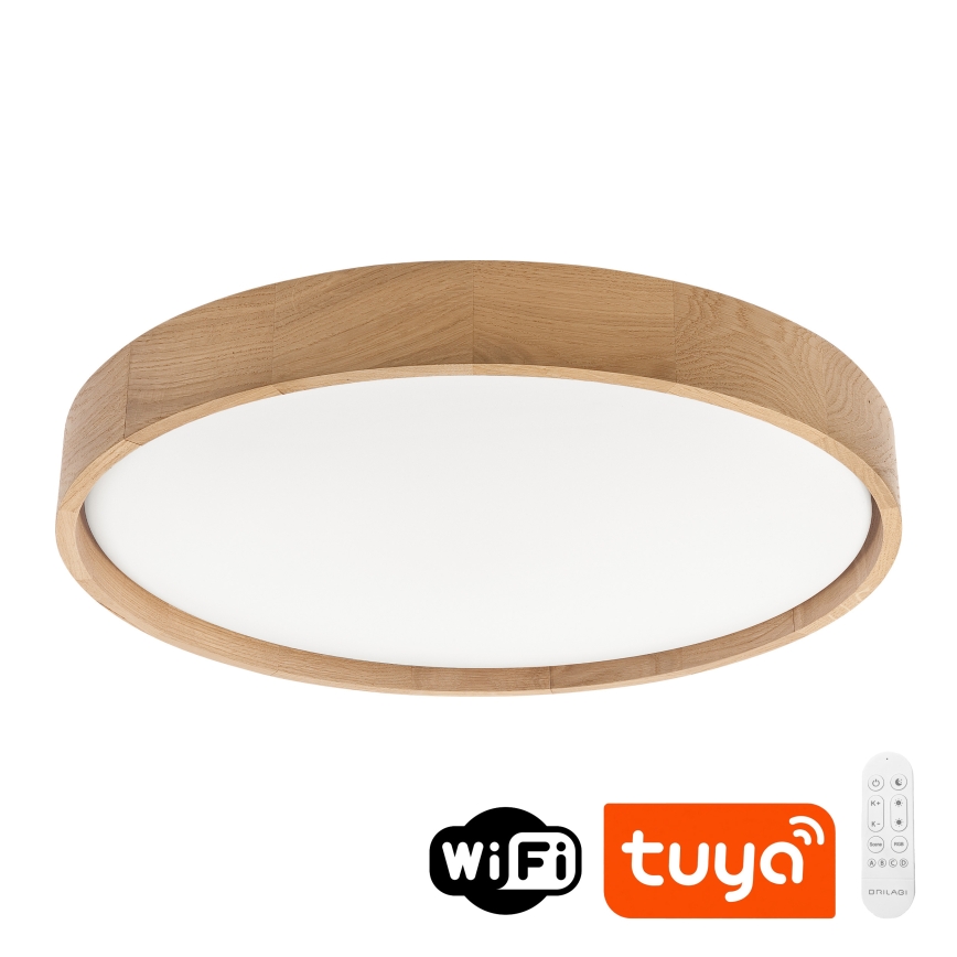 Brilagi - LED Stmívatelné stropní svítidlo MANAROLA SMART LED/36W/230V 3000-6000K Wi-Fi Tuya Beacon pr. 51 cm dub + dálkové ovládání