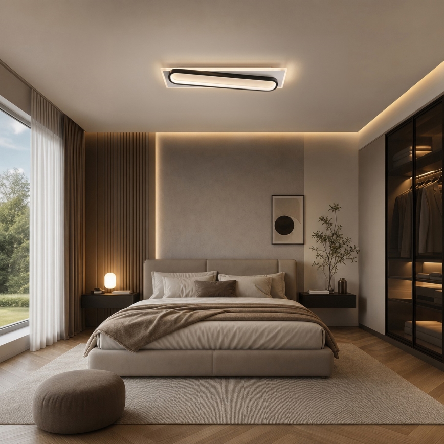 Brilagi - LED Stmívatelné stropní svítidlo OUTLINE LED/52W/230V 3000-6000K 15x60 cm bílá/černá + dálkové ovládání