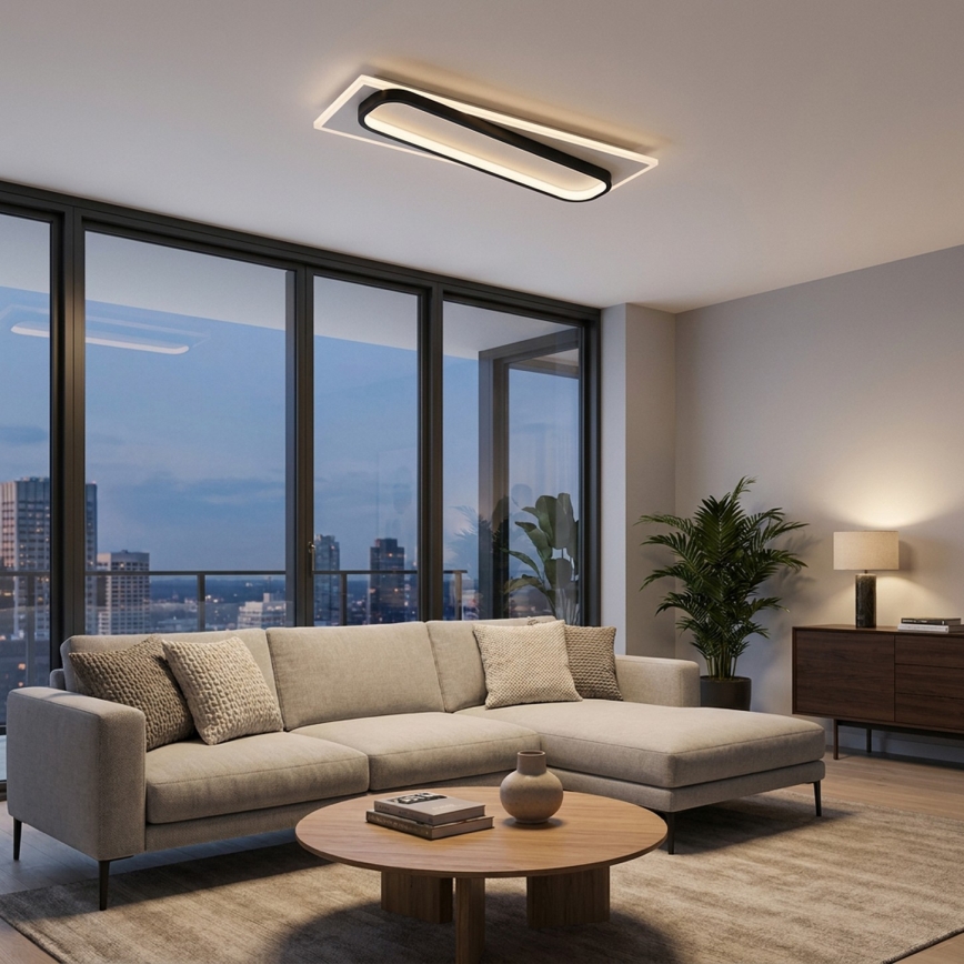Brilagi - LED Stmívatelné stropní svítidlo OUTLINE LED/52W/230V 3000-6000K 15x60 cm bílá/černá + dálkové ovládání