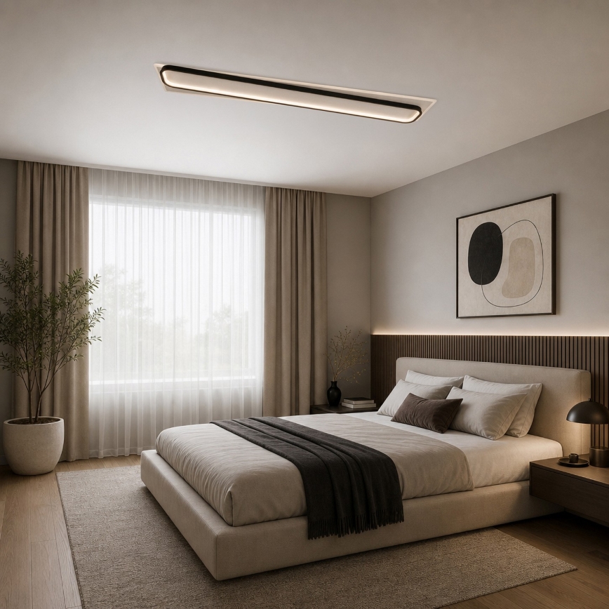 Brilagi - LED Stmívatelné stropní svítidlo OUTLINE LED/90W/230V 3000-6000K 18x100 cm bílá/černá + dálkové ovládání