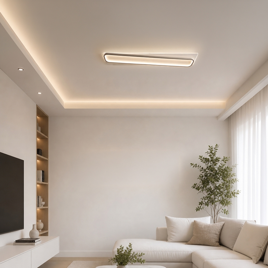 Brilagi - LED Stmívatelné stropní svítidlo OUTLINE LED/90W/230V 3000-6000K 18x100 cm bílá/černá + dálkové ovládání