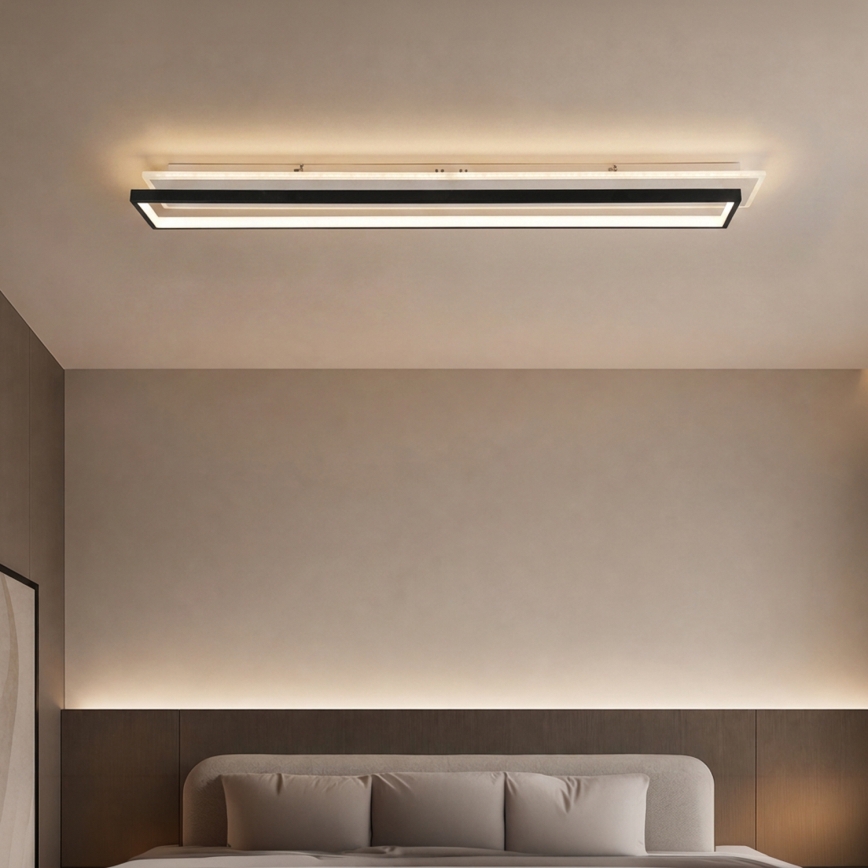 Brilagi - LED Stmívatelné stropní svítidlo OUTLINE LED/90W/230V 3000-6000K 18x100 cm bílá/černá + dálkové ovládání