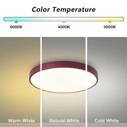 Brilagi - LED Stmívatelné stropní svítidlo POOL LED/36W/230V 3000-6000K pr. 30 cm burgundy + dálkové ovládání