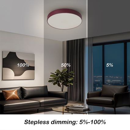 Brilagi - LED Stmívatelné stropní svítidlo POOL LED/36W/230V 3000-6000K pr. 30 cm burgundy + dálkové ovládání
