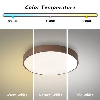 Brilagi - LED Stmívatelné stropní svítidlo POOL LED/36W/230V 3000-6000K pr. 30 cm hnědá + dálkové ovládání