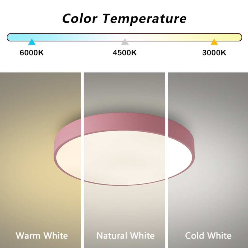 Brilagi - LED Stmívatelné stropní svítidlo POOL LED/36W/230V 3000-6000K pr. 30 cm růžová + dálkové ovládání