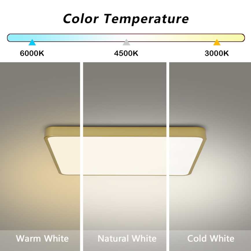 Brilagi - LED Stmívatelné stropní svítidlo POOL LED/36W/230V 3000-6000K 40x40 cm zlatá + dálkové ovládání