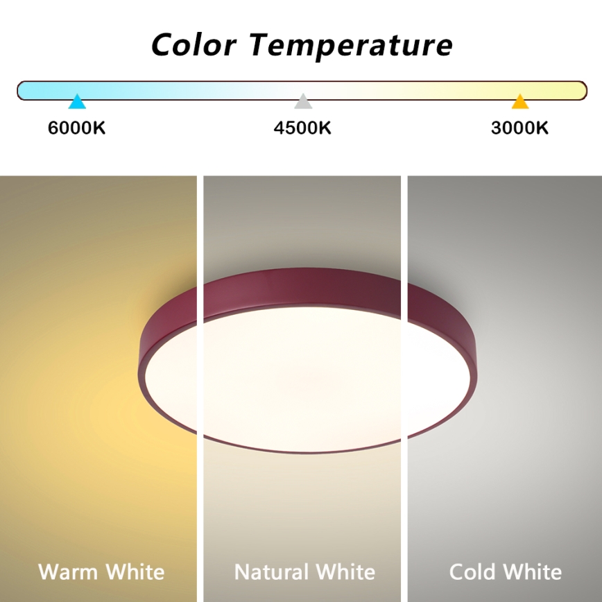 Brilagi - LED Stmívatelné stropní svítidlo POOL LED/48W/230V 3000-6000K pr. 40 cm burgundy + dálkové ovládání