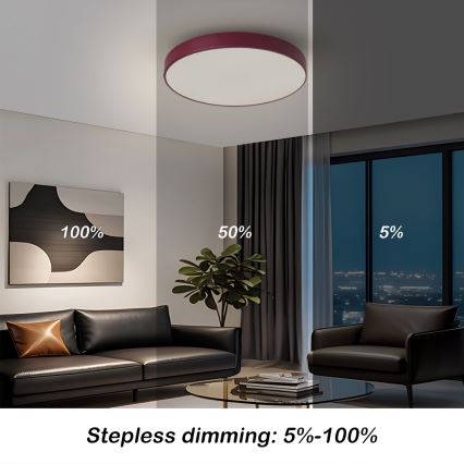 Brilagi - LED Stmívatelné stropní svítidlo POOL LED/48W/230V 3000-6000K pr. 40 cm burgundy + dálkové ovládání