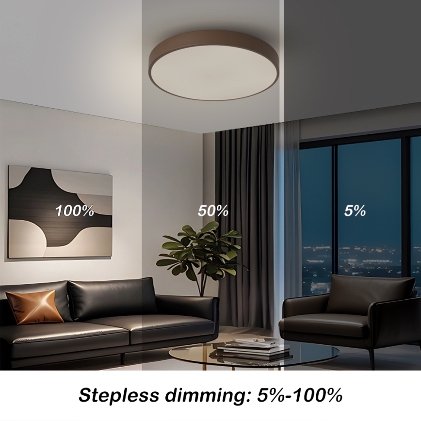 Brilagi - LED Stmívatelné stropní svítidlo POOL LED/48W/230V 3000-6000K pr. 40 cm hnědá + dálkové ovládání