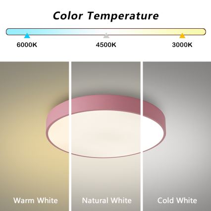 Brilagi - LED Stmívatelné stropní svítidlo POOL LED/48W/230V 3000-6000K pr. 40 cm růžová + dálkové ovládání
