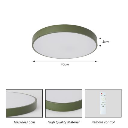 Brilagi - LED Stmívatelné stropní svítidlo POOL LED/48W/230V 3000-6000K pr. 40 cm zelená + dálkové ovládání