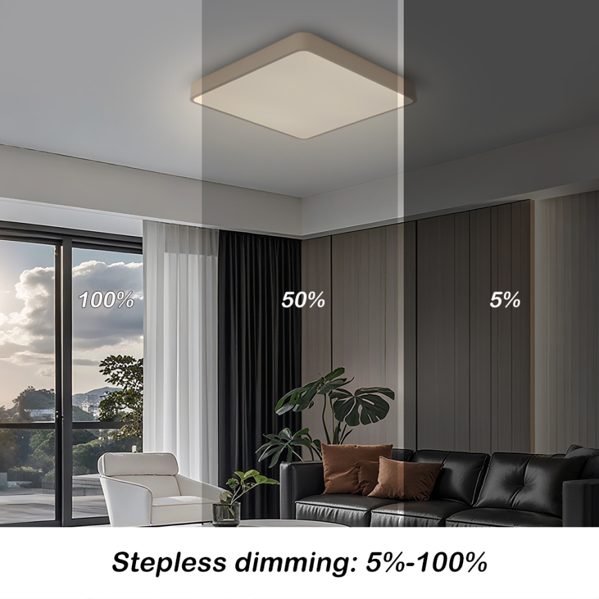 Brilagi - LED Stmívatelné stropní svítidlo POOL LED/48W/230V 3000-6000K 50x50 cm béžová + dálkové ovládání