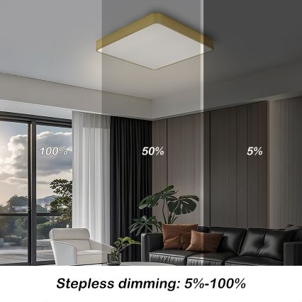 Brilagi - LED Stmívatelné stropní svítidlo POOL LED/48W/230V 3000-6000K 50x50 cm zlatá + dálkové ovládání