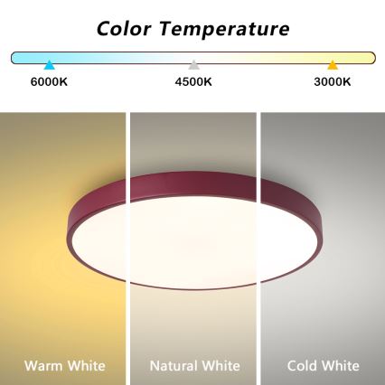 Brilagi - LED Stmívatelné stropní svítidlo POOL LED/60W/230V 3000-6000K pr. 50 cm burgundy + dálkové ovládání