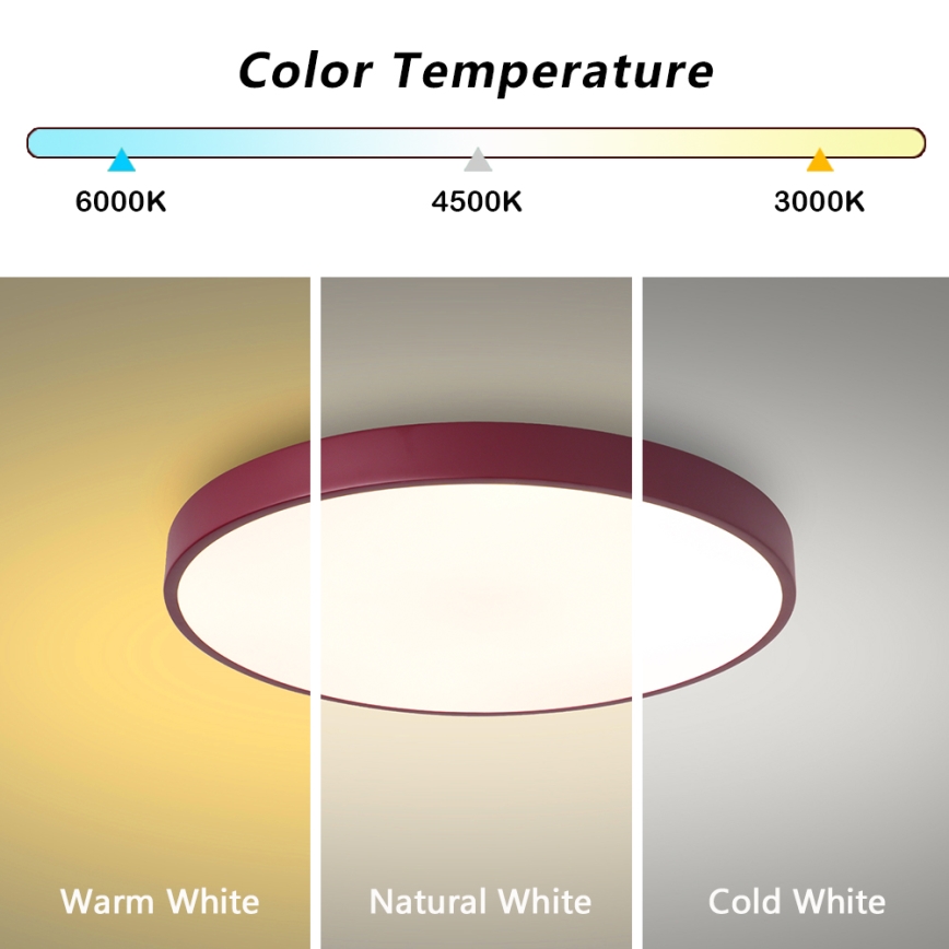 Brilagi - LED Stmívatelné stropní svítidlo POOL LED/60W/230V 3000-6000K pr. 50 cm burgundy + dálkové ovládání