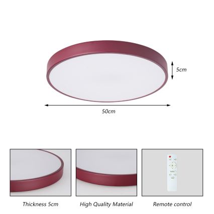 Brilagi - LED Stmívatelné stropní svítidlo POOL LED/60W/230V 3000-6000K pr. 50 cm burgundy + dálkové ovládání