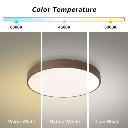 Brilagi - LED Stmívatelné stropní svítidlo POOL LED/60W/230V 3000-6000K pr. 50 cm hnědá + dálkové ovládání