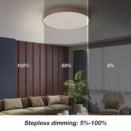 Brilagi - LED Stmívatelné stropní svítidlo POOL LED/60W/230V 3000-6000K pr. 50 cm hnědá + dálkové ovládání