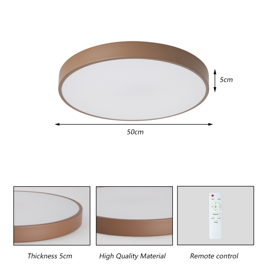 Brilagi - LED Stmívatelné stropní svítidlo POOL LED/60W/230V 3000-6000K pr. 50 cm hnědá + dálkové ovládání