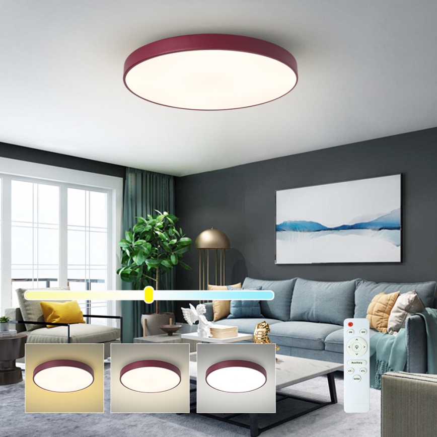 Brilagi - LED Stmívatelné stropní svítidlo POOL LED/60W/230V 3000-6000K pr. 60 cm burgundy + dálkové ovládání