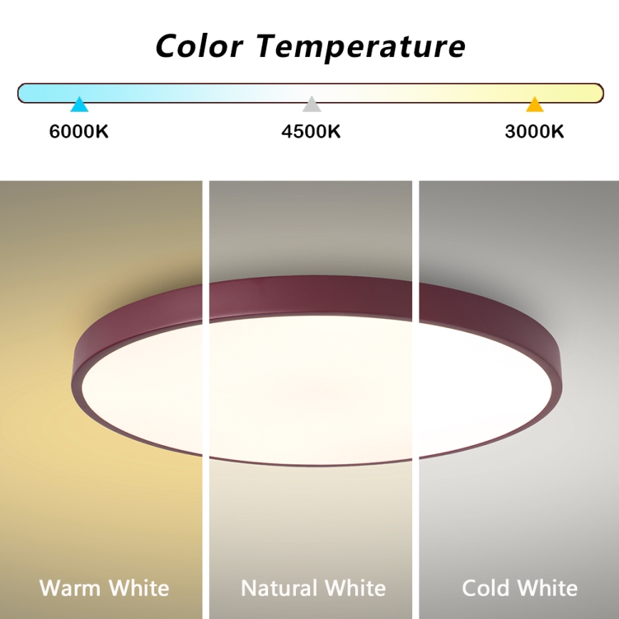 Brilagi - LED Stmívatelné stropní svítidlo POOL LED/60W/230V 3000-6000K pr. 60 cm burgundy + dálkové ovládání