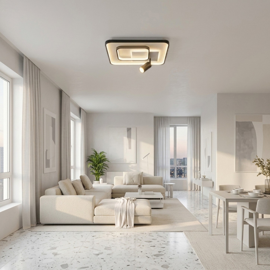 Brilagi - LED Stmívatelné stropní svítidlo UNITY LED/75W/230V + 1xGU10/3W 3000-6000K 50x50 cm bílá/černá + dálkové ovládání