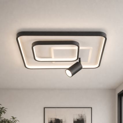 Brilagi - LED Stmívatelné stropní svítidlo UNITY LED/75W/230V + 1xGU10/3W 3000-6000K 50x50 cm bílá/černá + dálkové ovládání