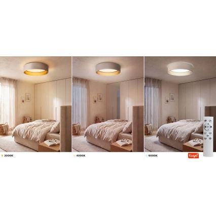 Brilagi - LED Stmívatelné stropní svítidlo VELVET SMARTIX STARS LED/24W/230V 3000-6000K pr. 45 cm krémová/zlatá Wi-Fi Tuya Beacon + dálkové ovládání