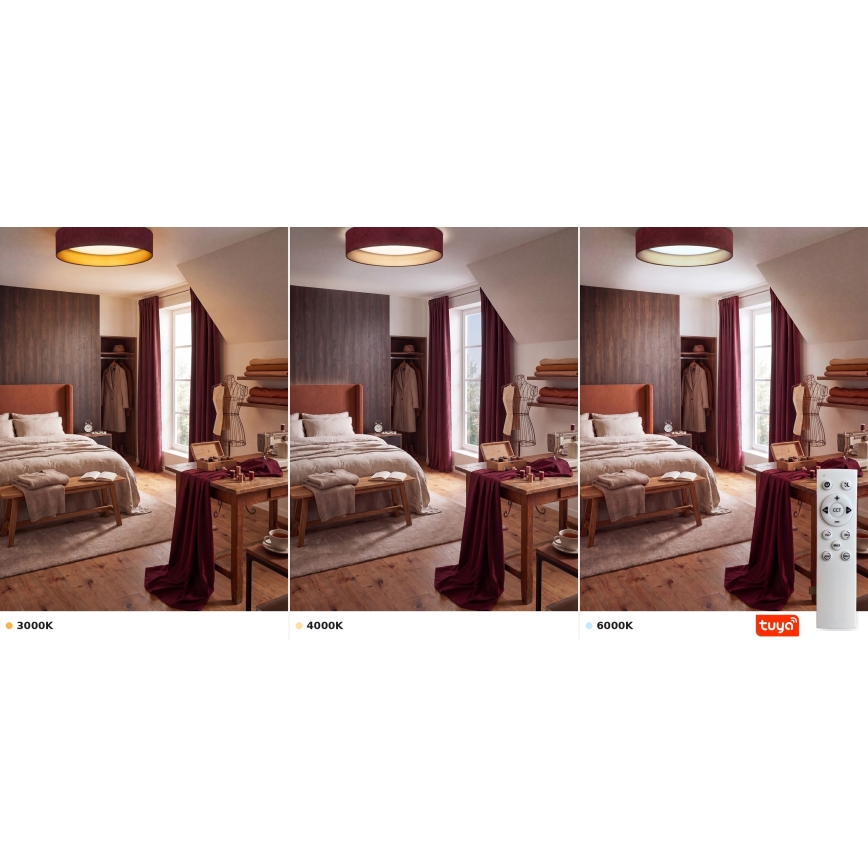 Brilagi - LED Stmívatelné stropní svítidlo VELVET SMARTIX STARS LED/24W/230V 3000-6000K pr. 45 cm vínová/zlatá Wi-Fi Tuya Beacon + dálkové ovládání