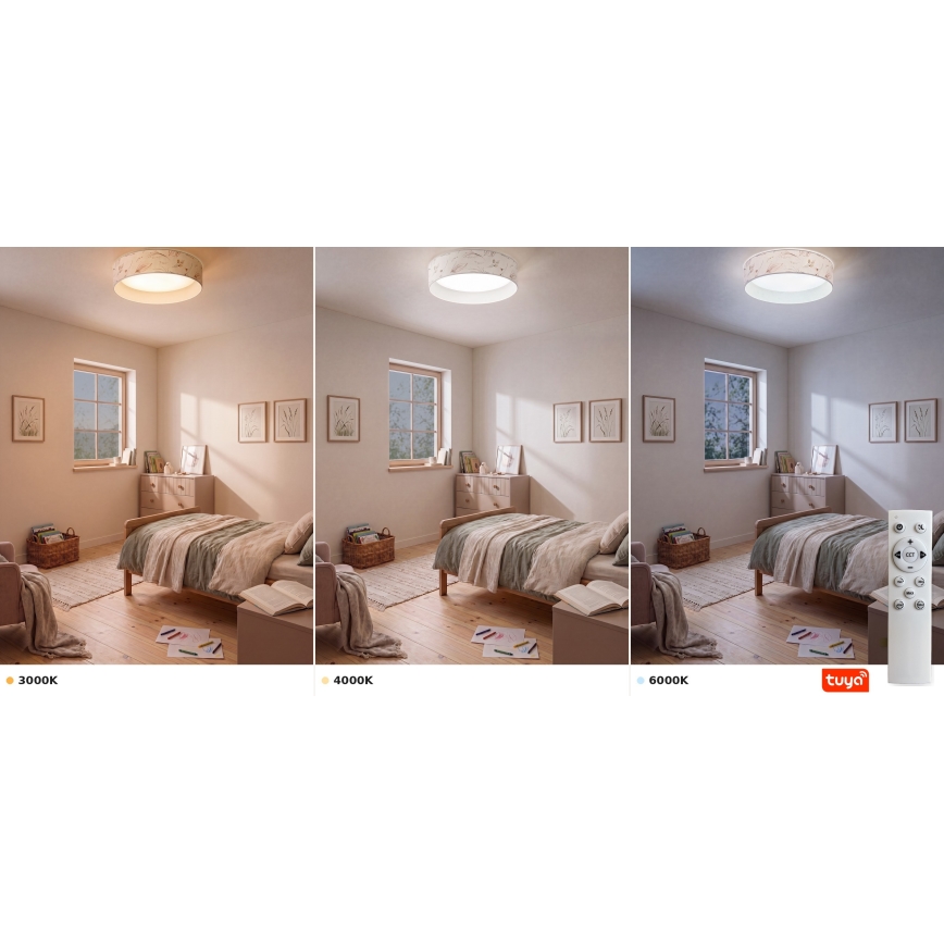 Brilagi - LED Stmívatelné stropní svítidlo VELVET SMARTIX STARS LED/36W/230V 3000-6000K pr. 55 cm bílá/květiny Wi-Fi Tuya Beacon + dálkové ovládání