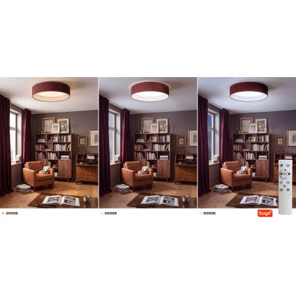 Brilagi - LED Stmívatelné stropní svítidlo VELVET SMARTIX STARS LED/36W/230V 3000-6000K pr. 55 cm vínová Wi-Fi Tuya Beacon + dálkové ovládání